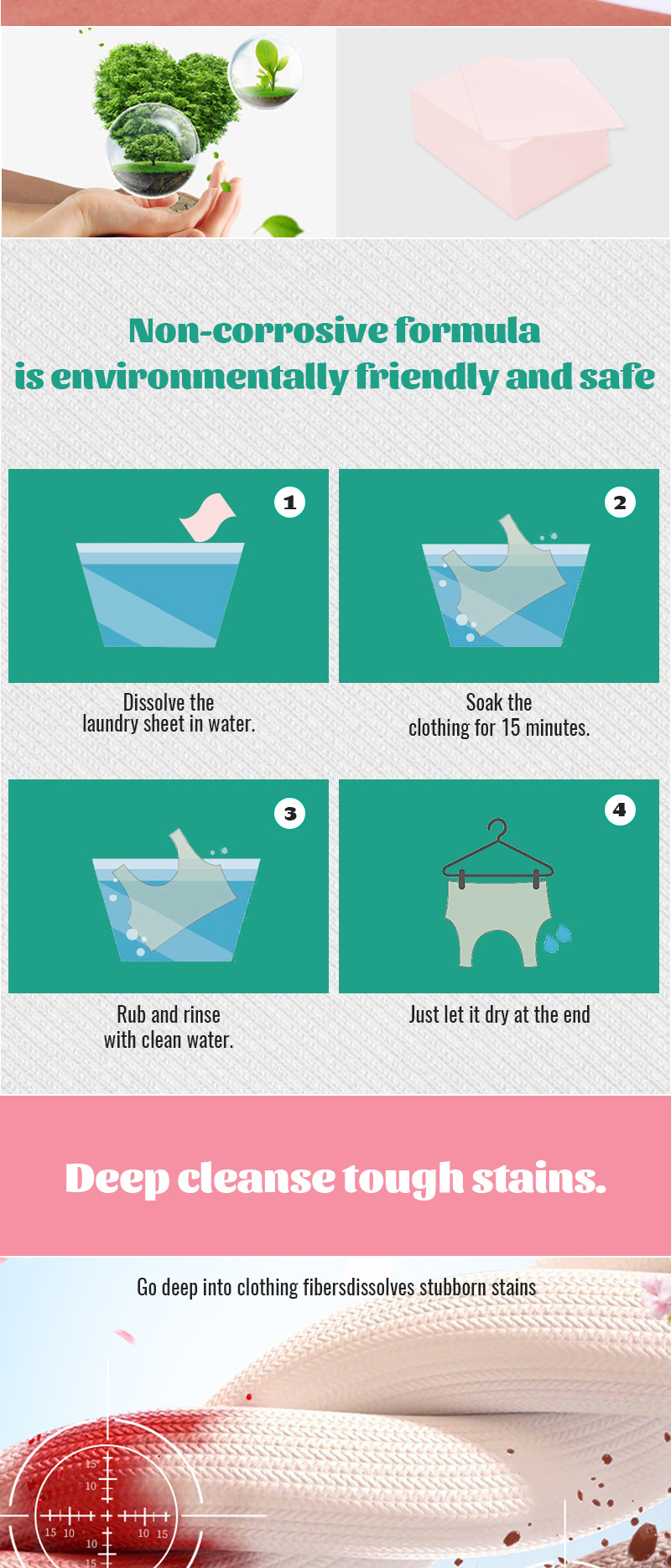 Fully dissolving disposable underwear laundry detergent, essential laundry sheets for students in school dormitories, long-lasting fragrance, available for cross-border use pic 2