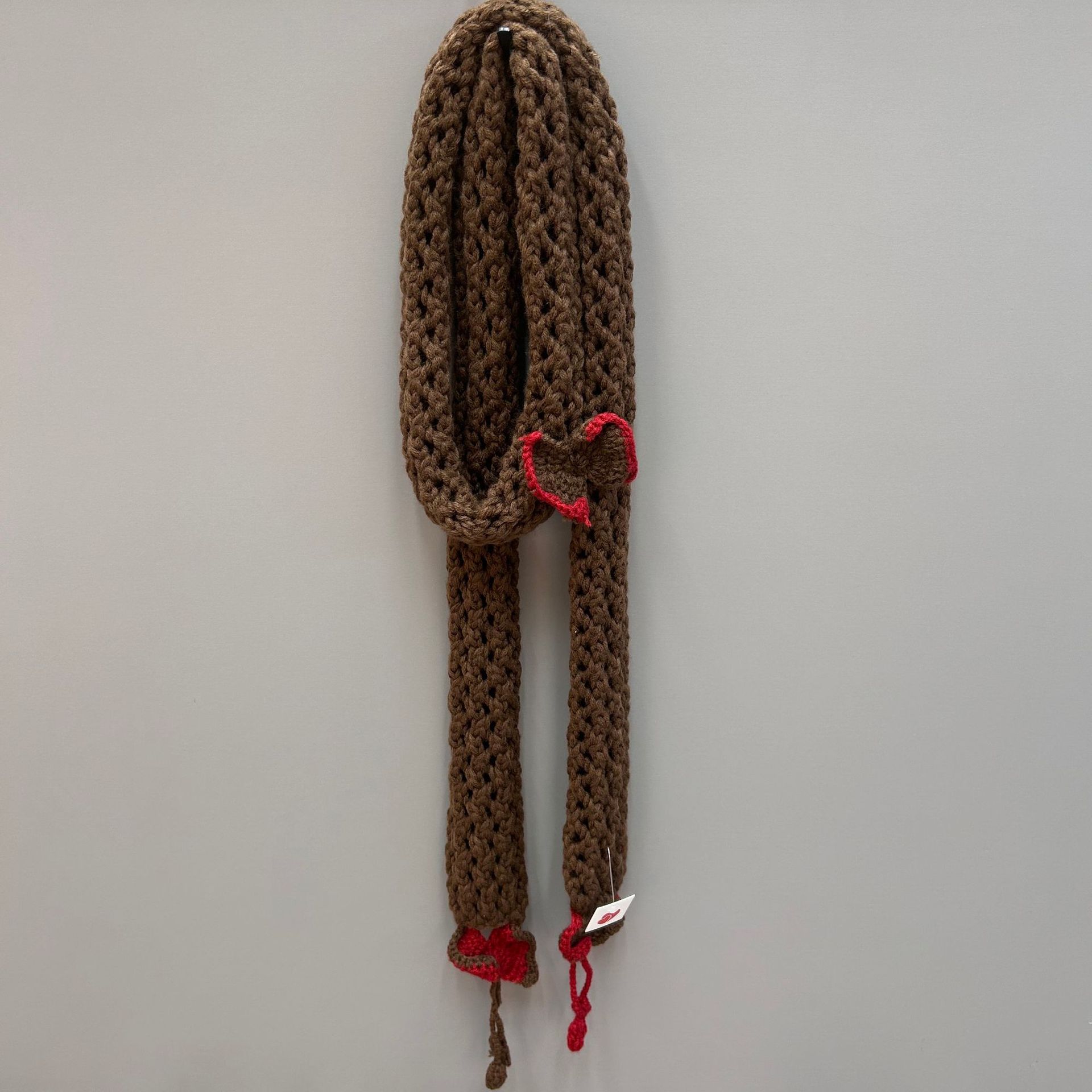 花恋~米白色蝴蝶花针织飘带长条镂空围巾辣妹秋冬新款时尚围脖详情3