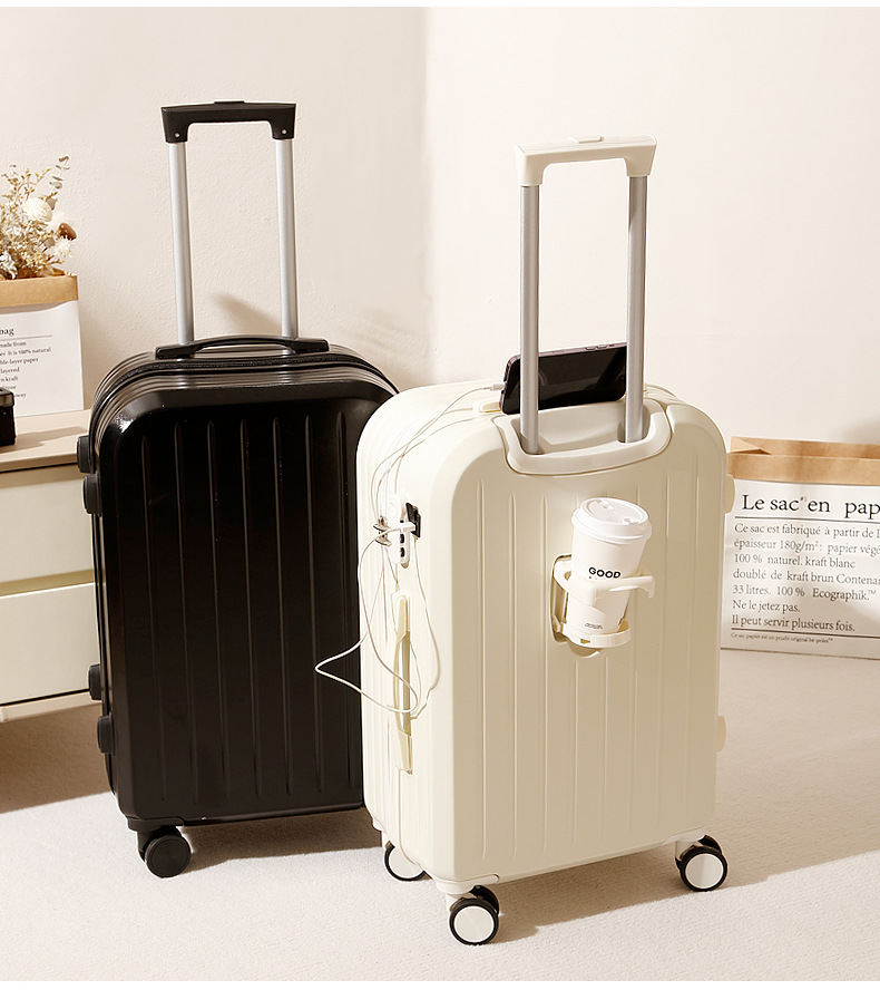行李箱20寸多功能带杯架旅行箱女24寸学生密码箱万向轮拉杆箱批发详情27