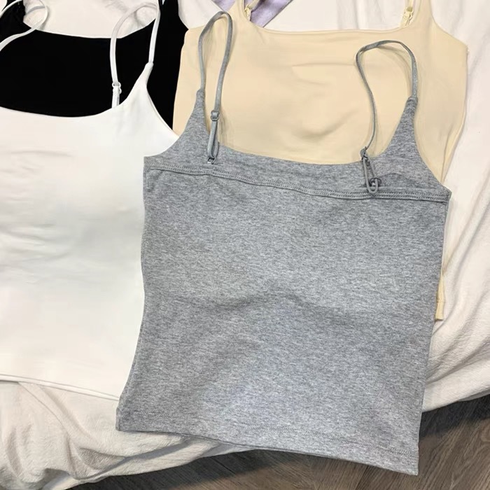 爆款性感纯棉吊带背心女肩带可调节固定杯垫内搭外穿显瘦打底上衣详情3
