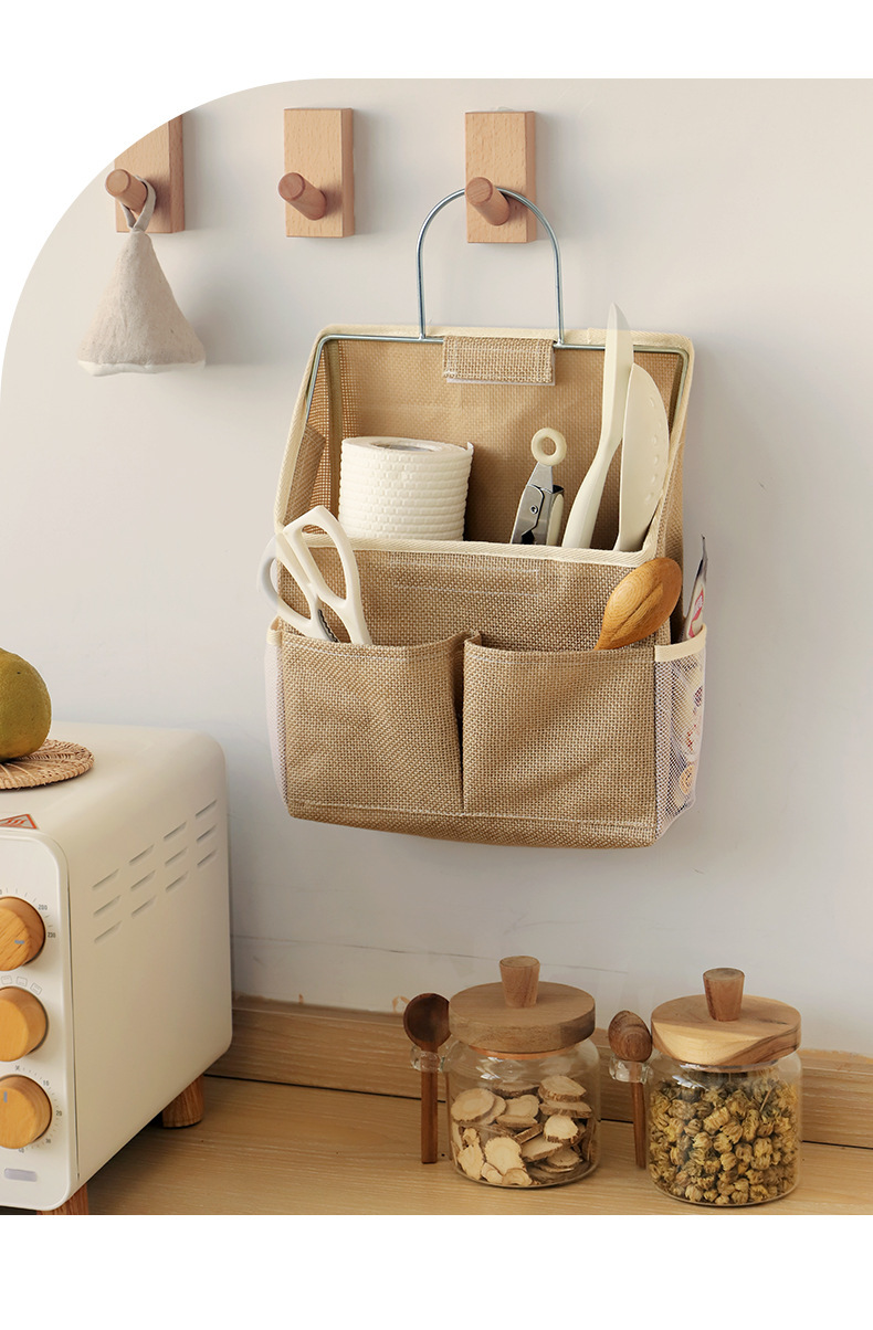 Fabric door rear storage bag, wall-mounted storage basket, household large-capacity sundries sorting basket, multi-functional storage pic 14