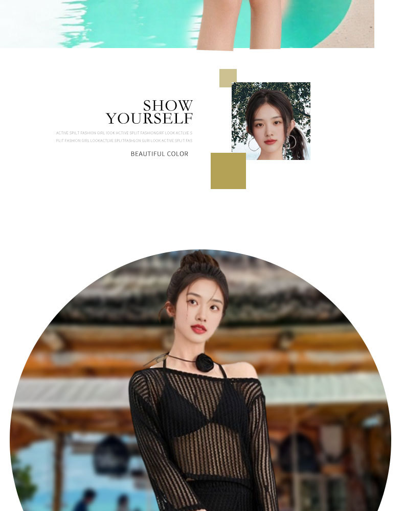 Beach female model white cut-out knitted swimsuit set Bikini girls sportswear cross-border bestseller 125,078 pic 13