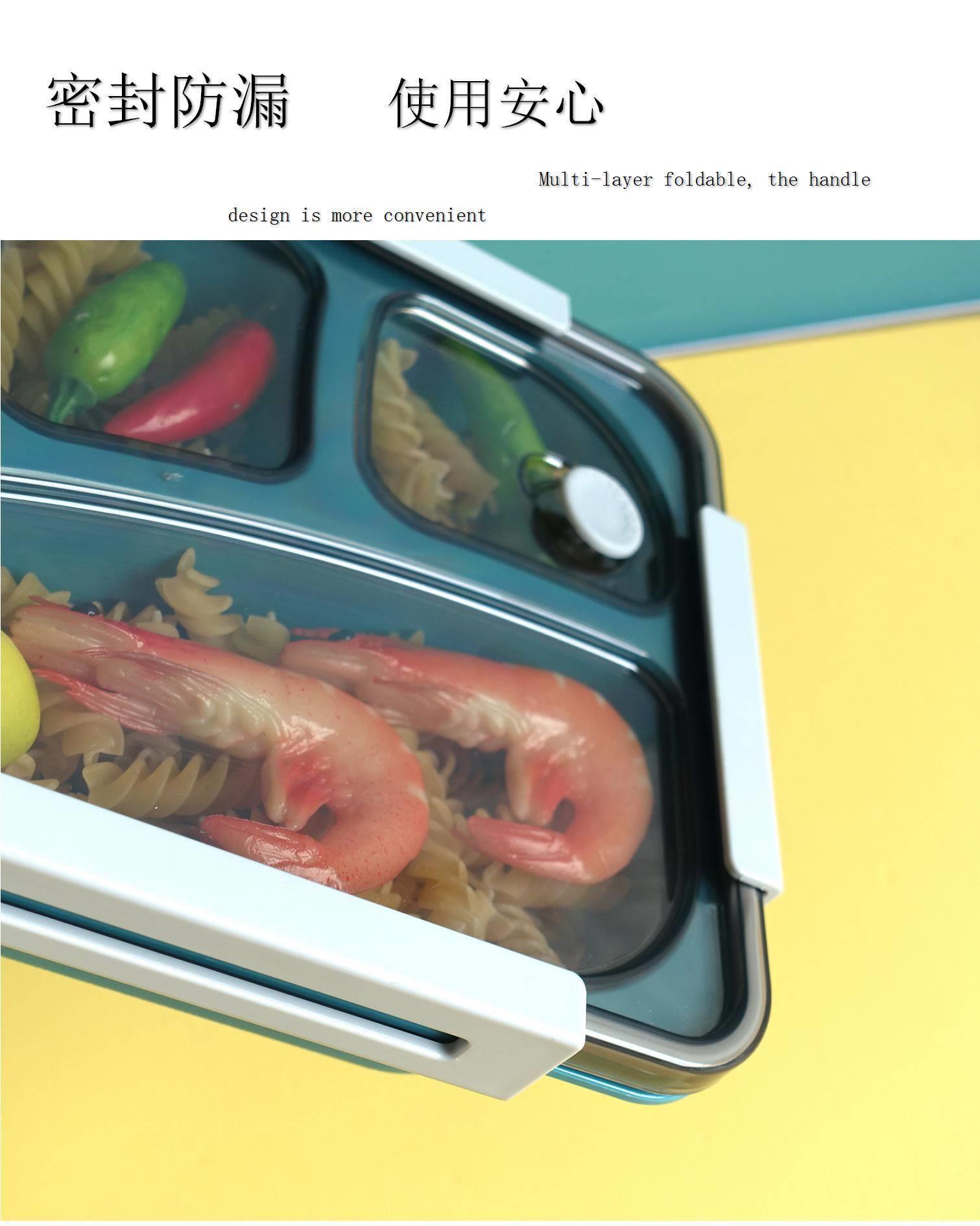 大号1450ml三格加热带勺汤碗单层学生男女上班带餐便当盒塑料餐盒详情8