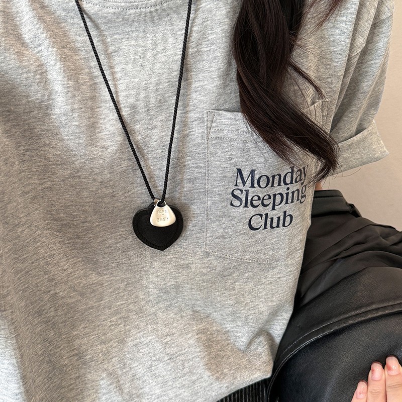 ins博主牛仔爱心细绳项链2024新款时尚潮流毛衣链小众简约颈链女详情5