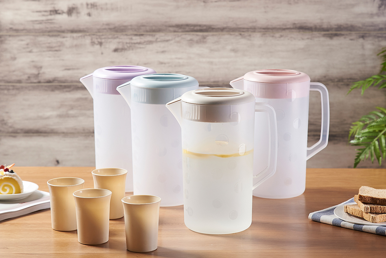 冷水壶家用耐高温水杯大容量泡茶高颜值塑料壶创意一壶四杯茶具详情1