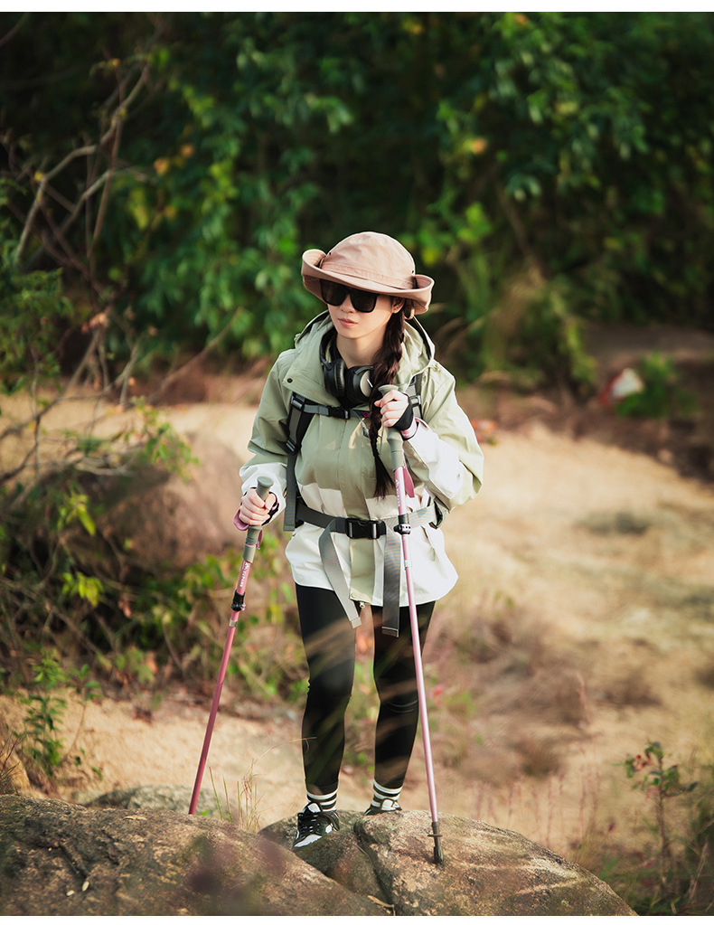 碳纤维登山杖可折叠女款手杖户外徒步装备超轻爬山铝合金伸缩杖详情23