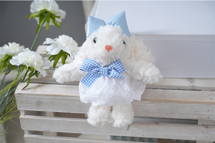 Lace coffee dress, ear-hanging rabbit bag, pendant, versatile cartoon plush and cute doll, Maillard keychain gift pic 3