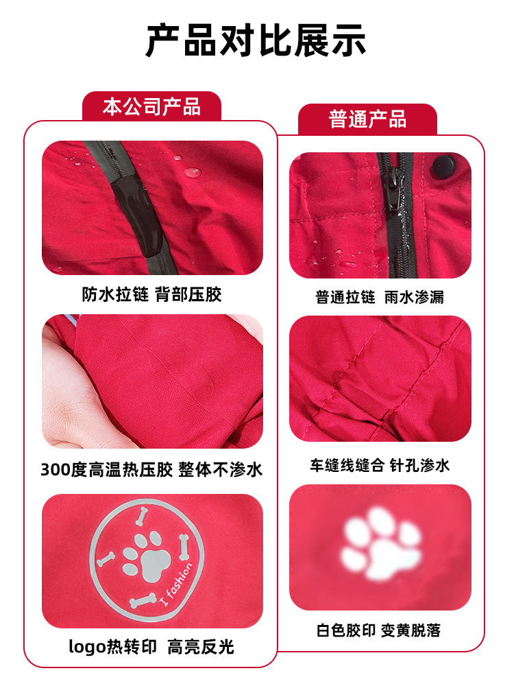 跨境宠物雨衣中大型犬金毛萨摩阿拉斯加防水四脚雨衣狗狗连帽雨衣详情11
