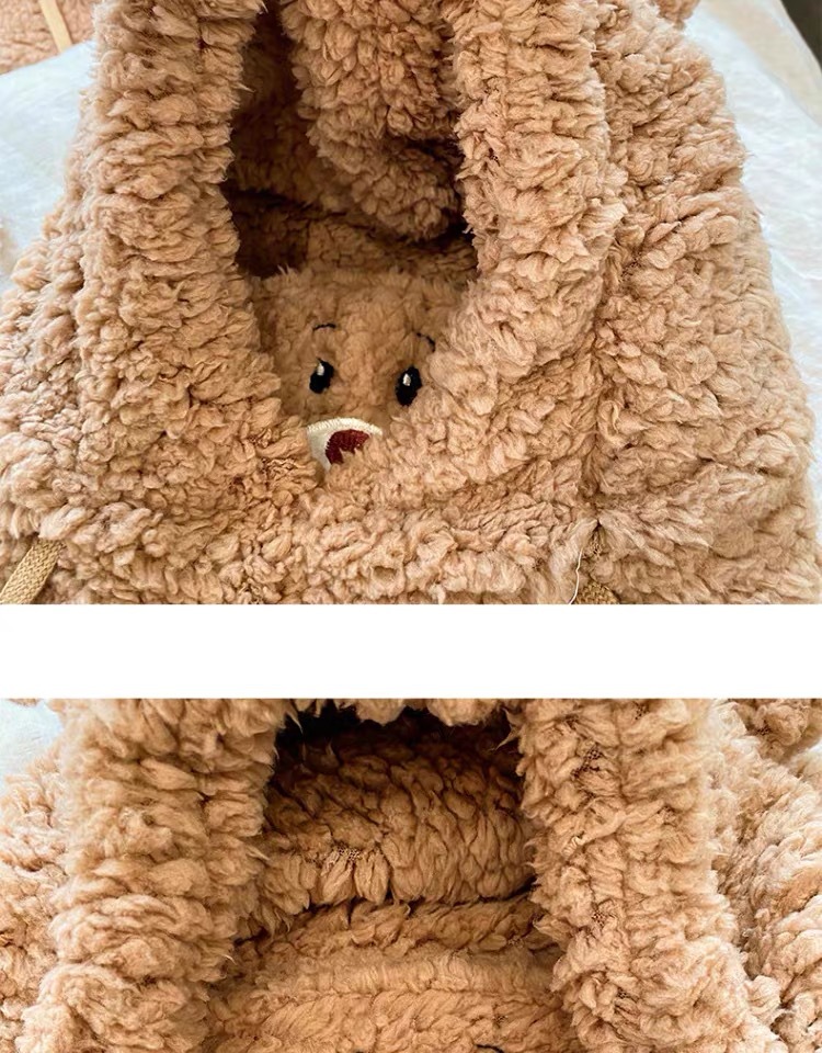 小熊帽口罩帽子围巾一体冬天女冬天骑车防寒保暖帽子女秋冬时尚帽详情13