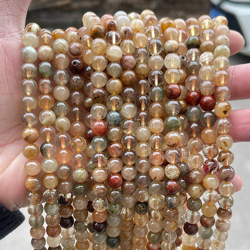 Wholesale of multi-material natural crystal round beads, white crystal, strawberry crystal, hair crystal bracelets, loose beads, diy jewelry accessories, and beads pic 37