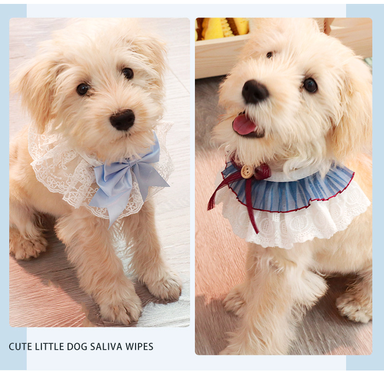 宠物项圈猫咪口水巾狗狗爱心蕾丝围脖蝴蝶结花朵珍珠宠物口水巾详情12