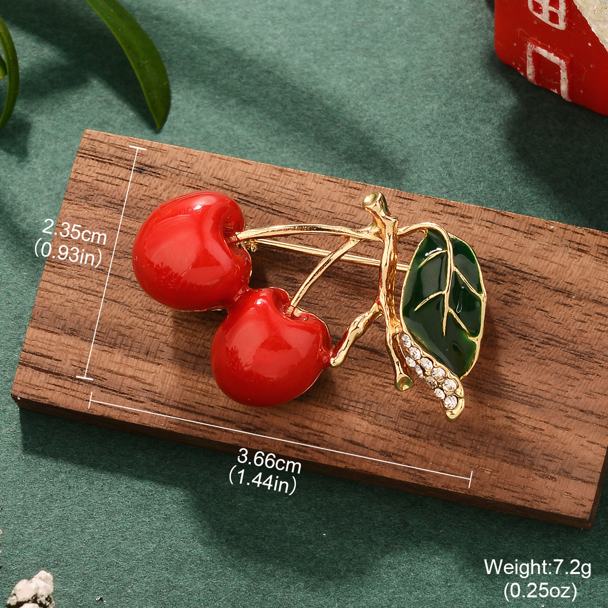 欧美ins樱桃耳环圣诞节设计感镶锆石绿色新年高级感复古甜美耳饰详情29