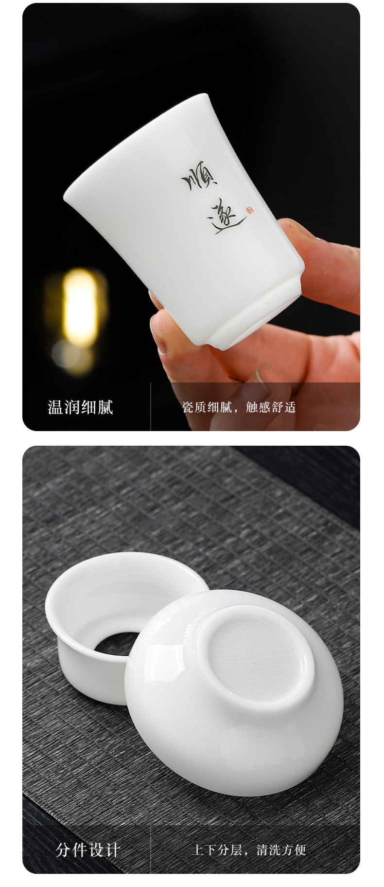 High-end sheep fat jade ice tea set, company business souvenir, annual meeting and festival gift for clients pic 17