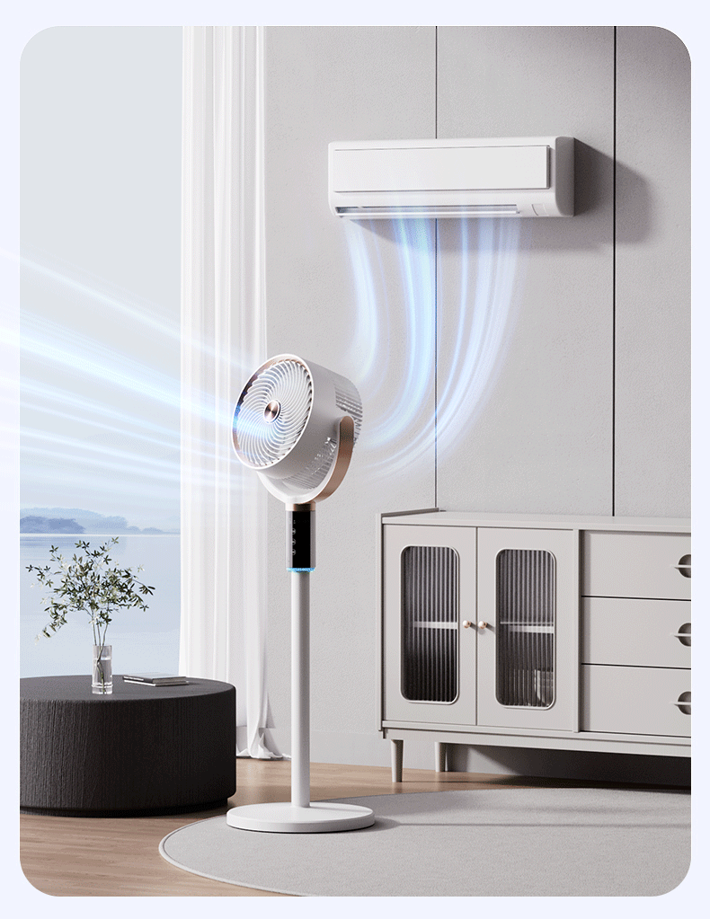 Camel AI intelligent voice touch screen floor-standing circulating fan with remote control automatic headlight negative ion electric fan pic 16