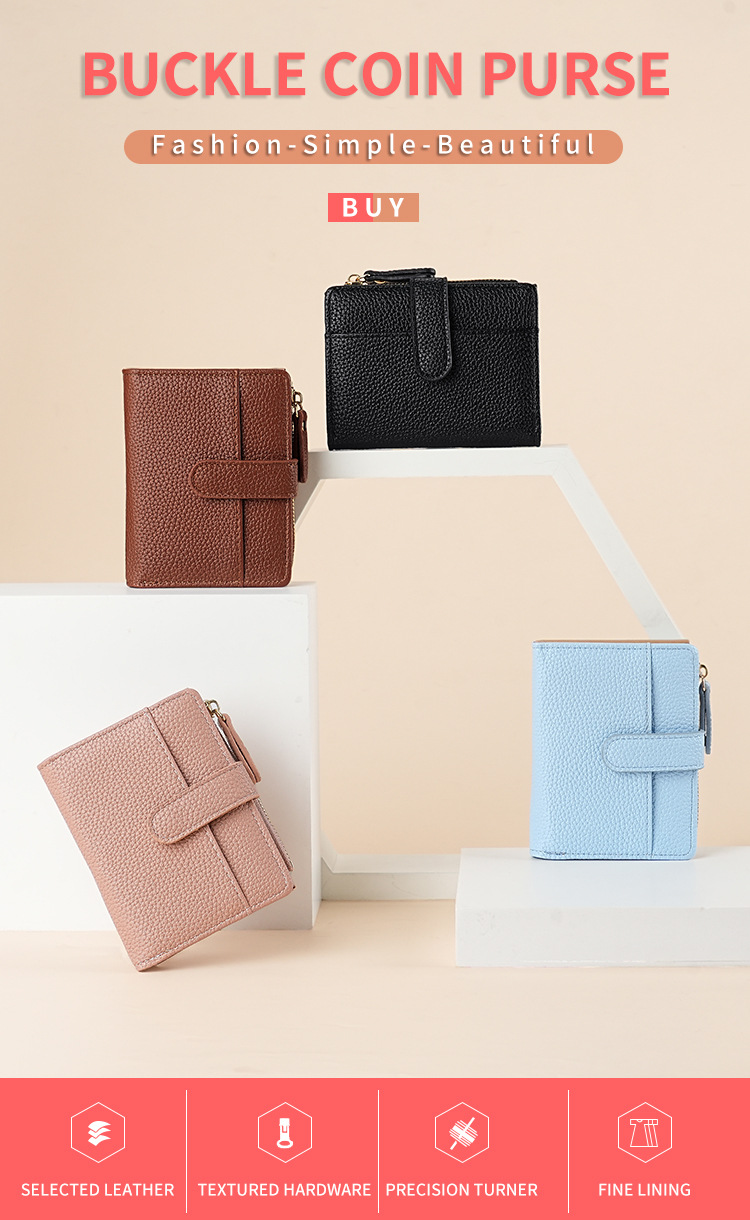 新款女士钱包短款跨境时尚卡包女高级感气质两折多卡位拉链零钱包详情3