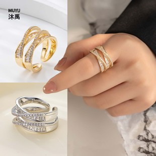 法式宫廷风皇冠开口戒指时尚百搭高级感可调节食指戒欧美跨境指环详情3