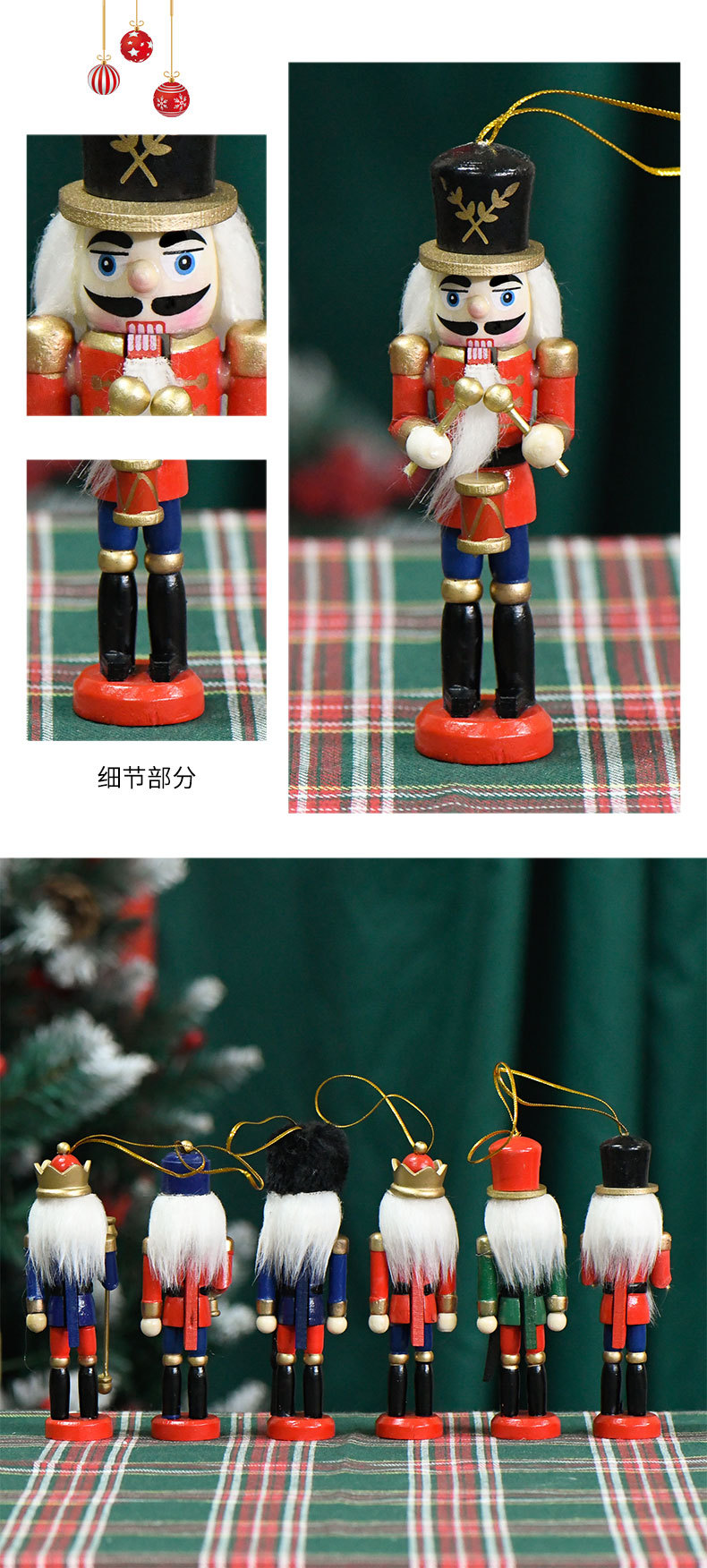 5in style, new product in stock, 13CM nutcracker case, six red, blue and green guard of honor, Christmas decoration small ornament pic 3