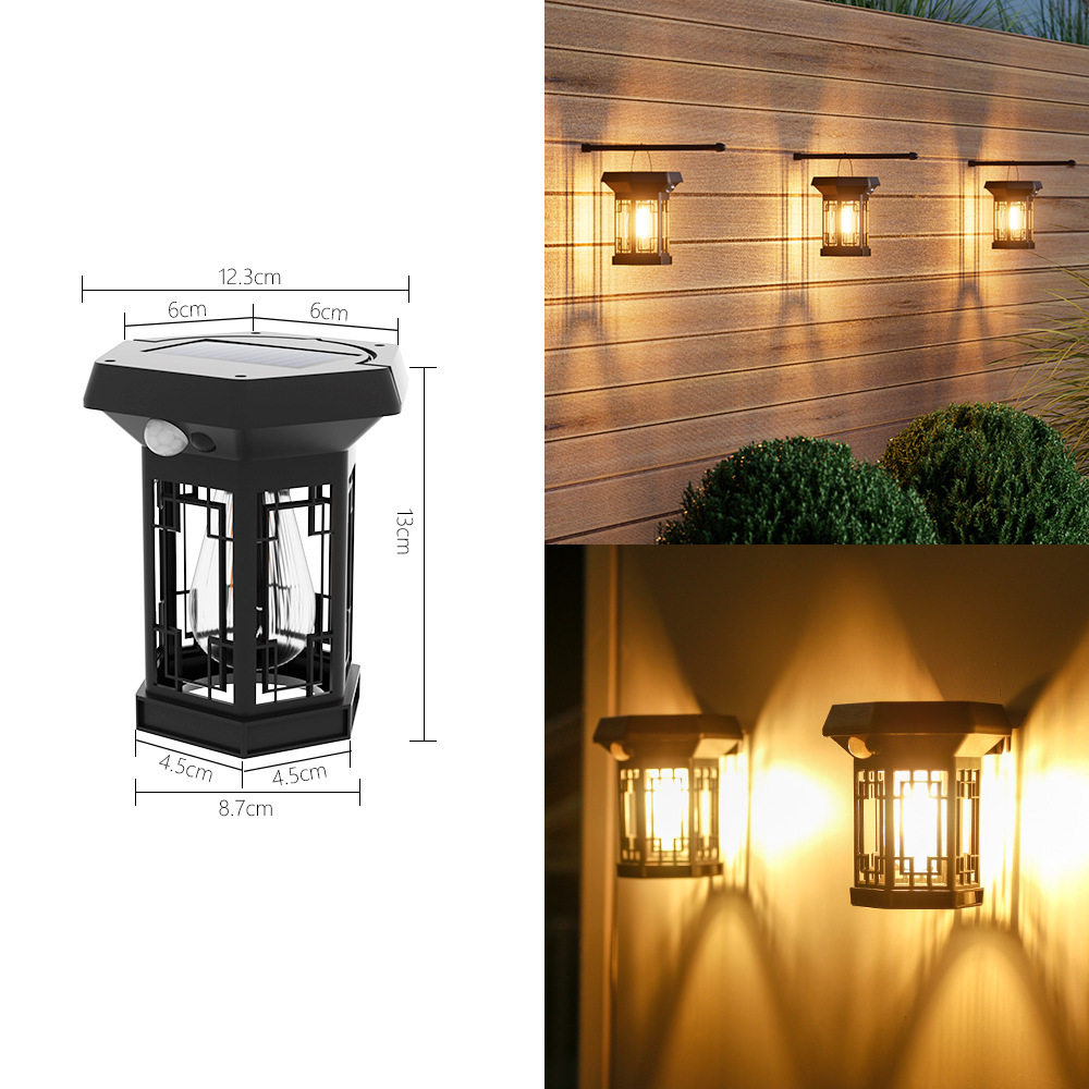 Solar-powered outdoor courtyard lights, garden fence sensor wall lights, balcony waterproof lighting lamps, villa decorative atmosphere lights pic 1