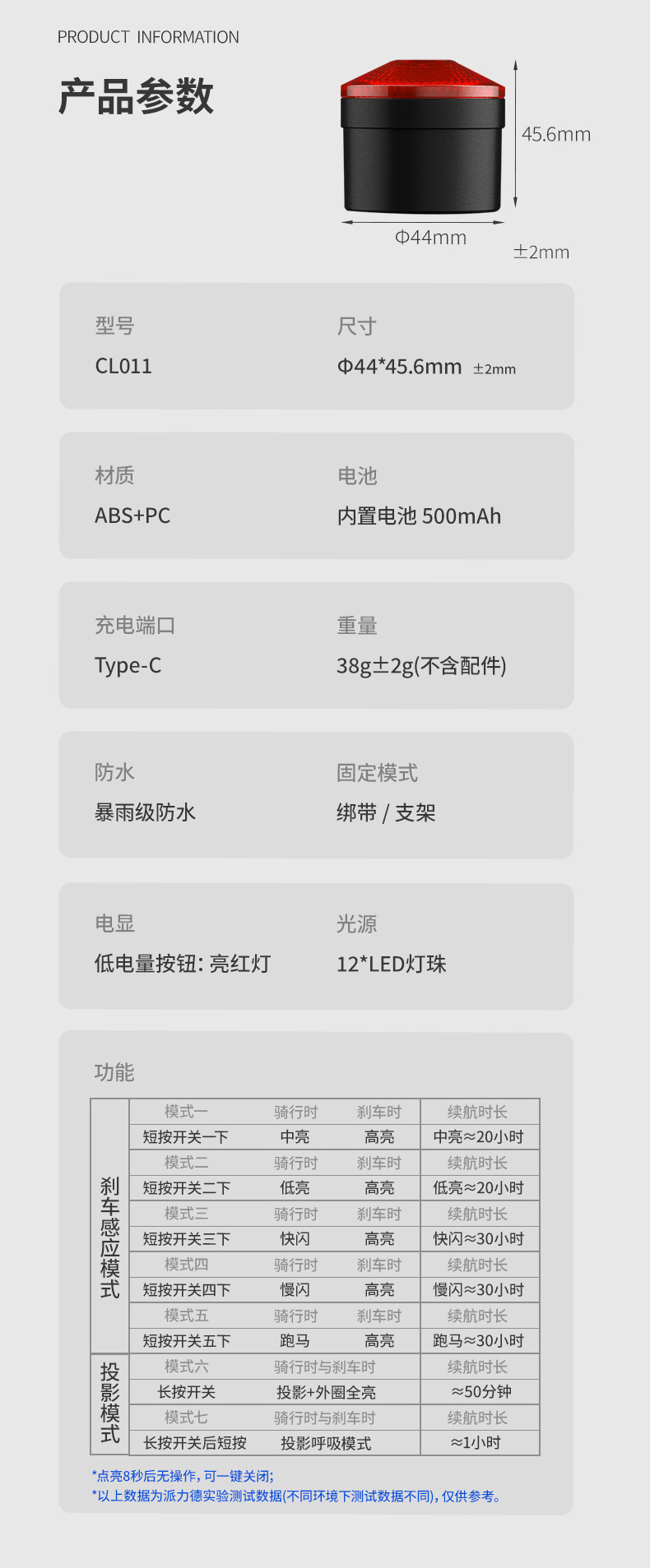 新款自行车尾灯投影智能刹车感应充电户外骑行灯山地单车图案翅膀详情16