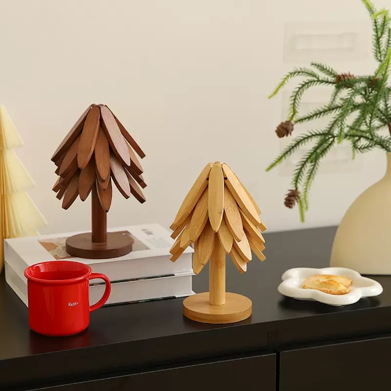 High-end walnut-colored tree heat insulation pad, heat-resistant home dining table, creative table mat, decorative pad, high-temperature resistant coaster pic 12