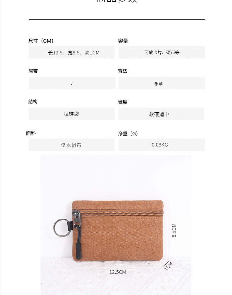 帆布小钱包零钱包便携小包挂绳挂扣女士钱包硬币钥匙卡包收纳包详情7
