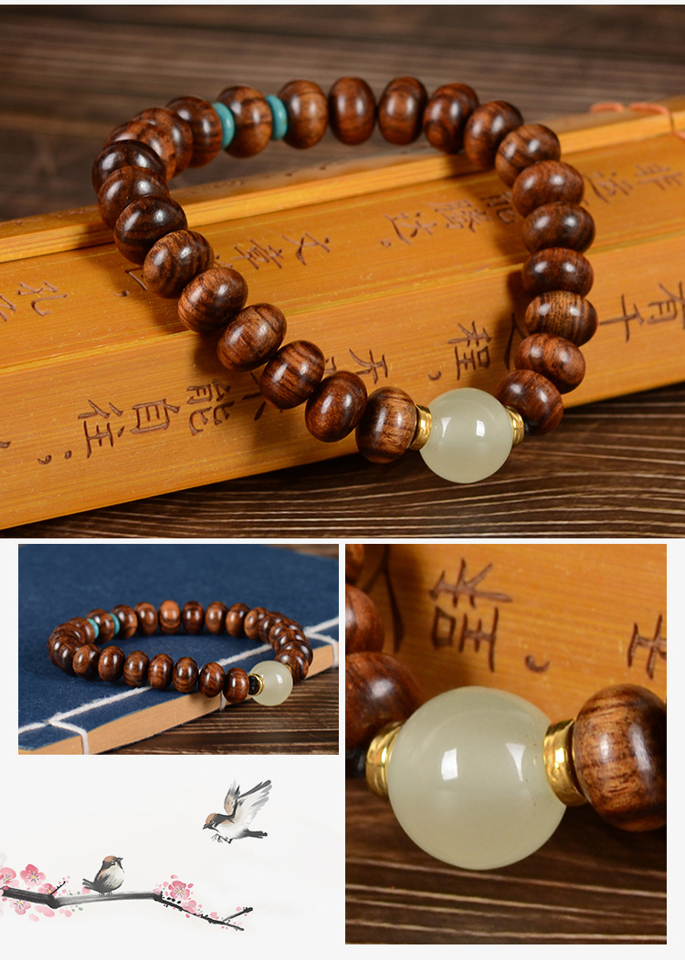 Wholesale of live-streaming promotion products: Green sandalwood, black rosewood, purple sandalwood, bamboo joint Barbie sandalwood luminous perpetual night running ring bracelet pic 12