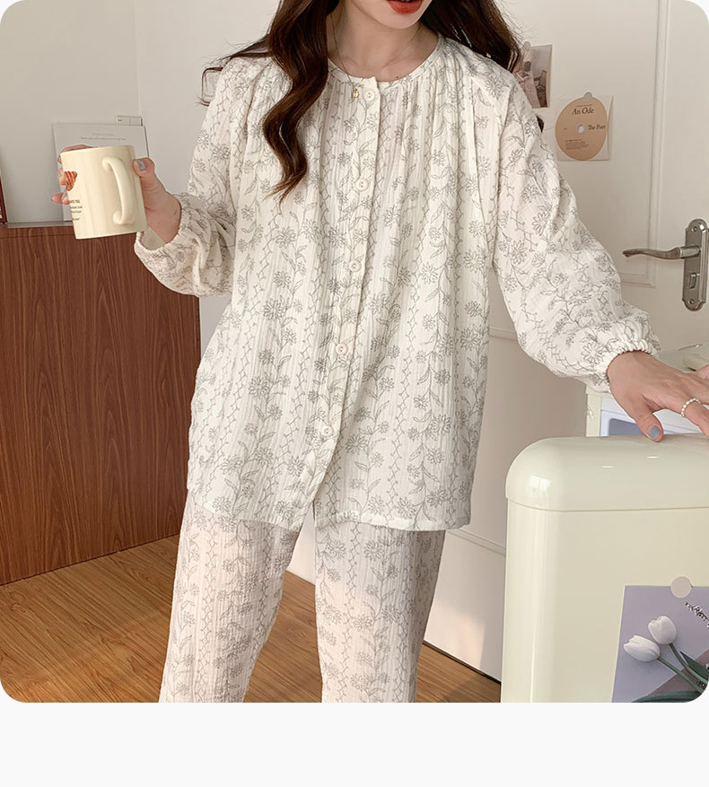 喜月批发A类棉纱月子服夏季纯棉 孕期产后哺乳喂奶吸汗孕妇睡衣女详情19