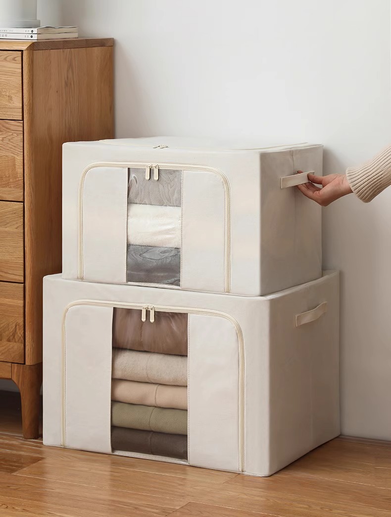 Clothes spray-painted storage box, household fabric clothing bag, folding 100mm box, storage and organization box basket, magic wardrobe pic 1