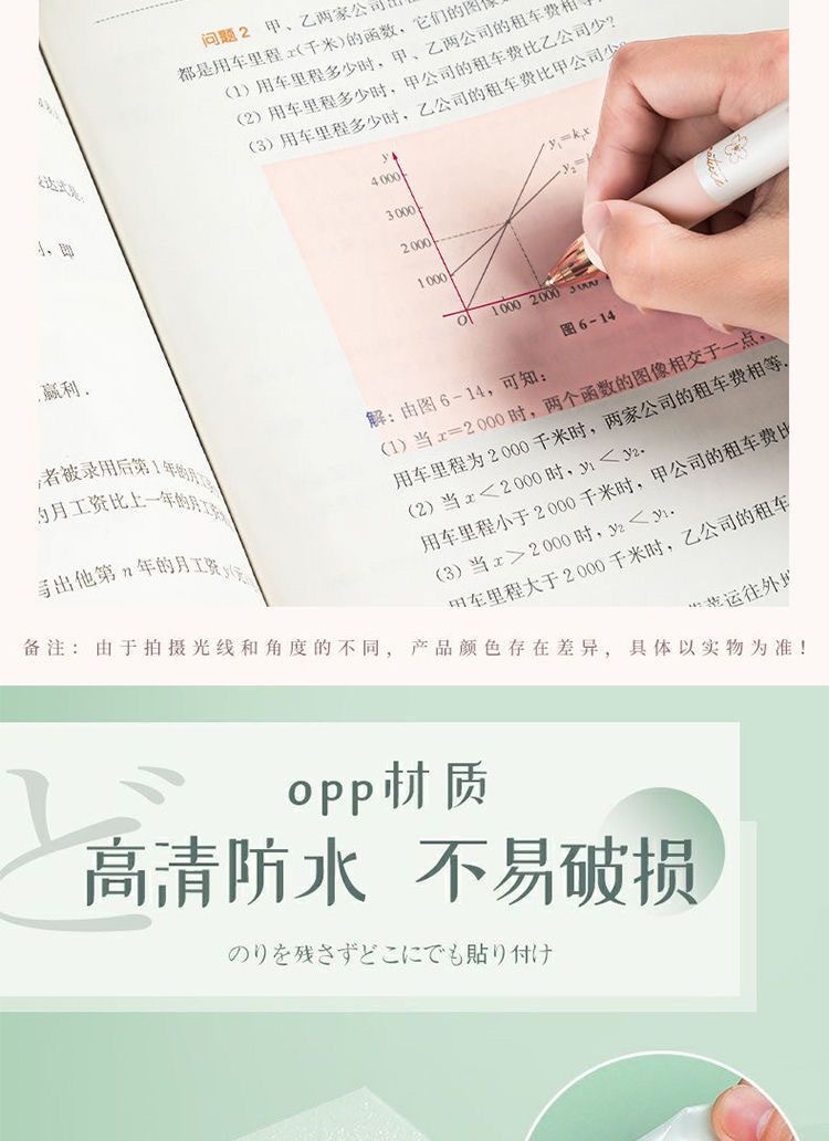 Transparent sticky notes, Japanese-style, can be stuck on high-appearance-level Korean Instagram student sticky note stickers, waterproof and writable pic 16
