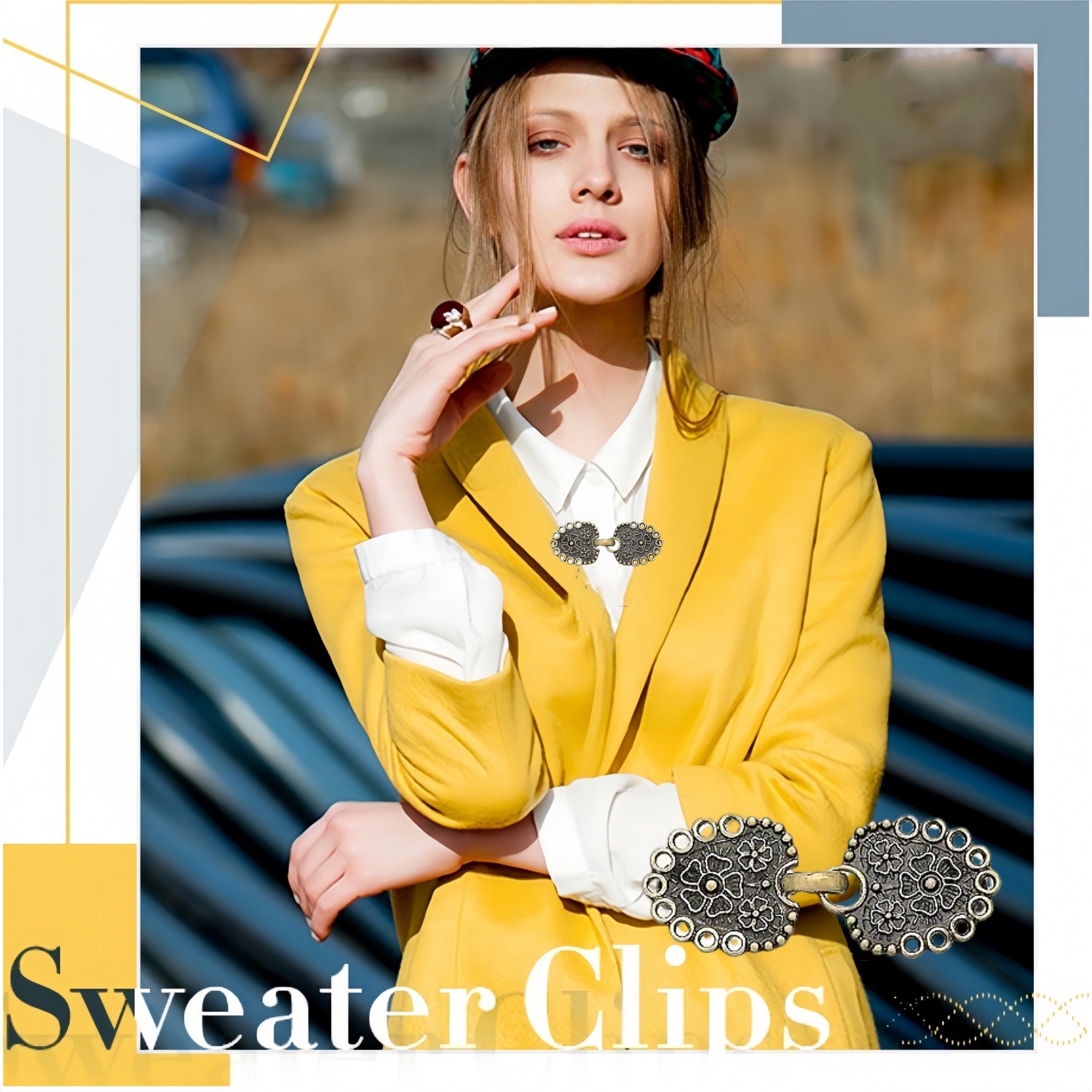 欧美复古合金毛衣夹丝巾开衫扣衬衣领夹防走光束紧夹胸针厂家直销详情17