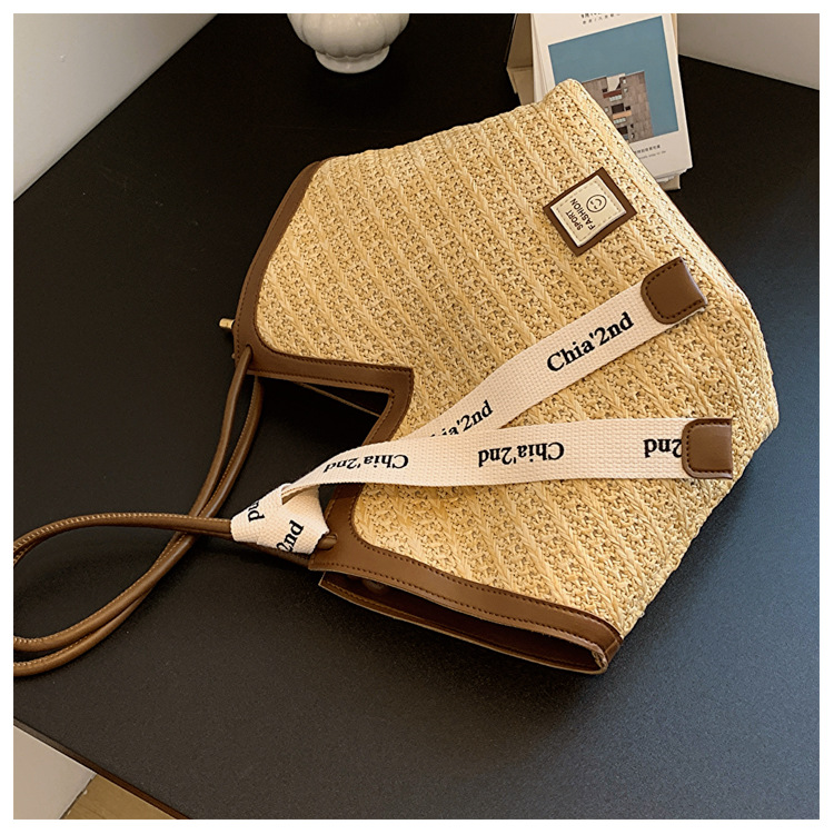 大容量托特包包女2025新款潮复古手提草编包百搭单肩编织包通勤包详情34