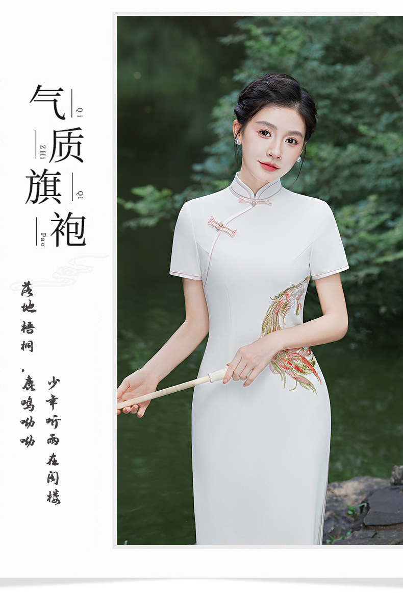 New Chinese trend waist-cinching artistic performance cheongsam fresh girl improved Chinese style long elegant cheongsam 鸾凤 harmony pic 1