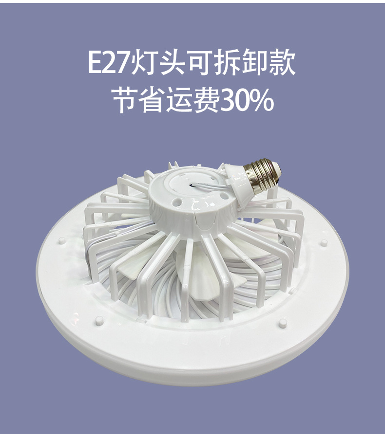 led fan light, crystal 360° oscillating E27 household three-color ceiling fan light, remote control adjustment, bedroom fan light pic 18