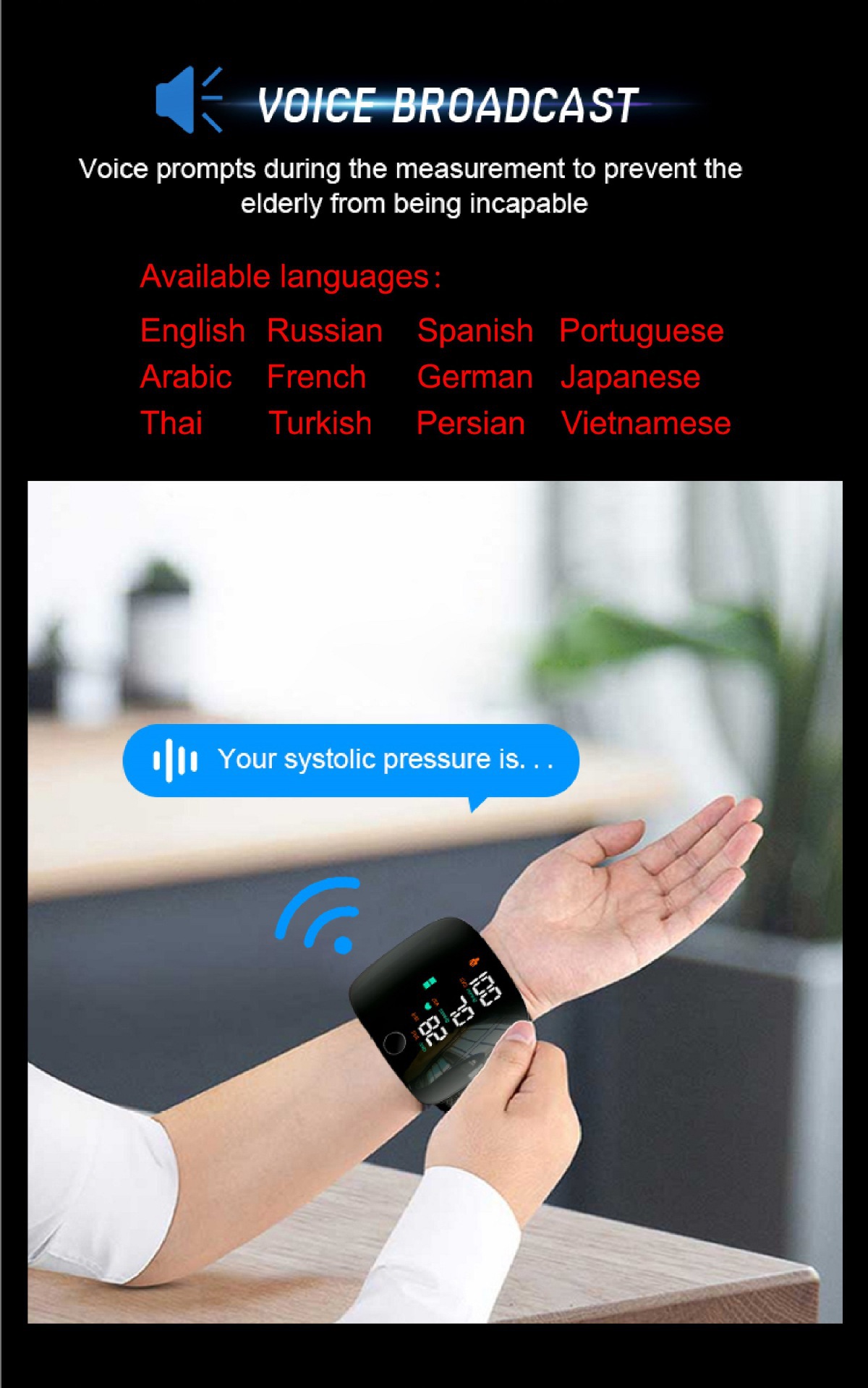 Blood pressure monitor, wrist type, wrist charging blood pressure meter, home and medical blood pressure measurement, fully automatic electronic measuring instrument, LED pic 16