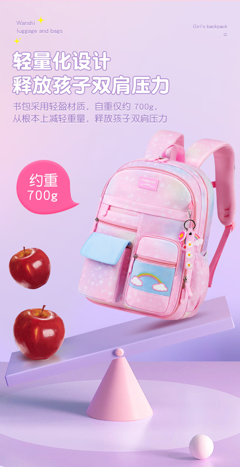 跨境schoolbag 冰箱开门小学生书包女超轻减负彩虹儿童双肩包批发详情10