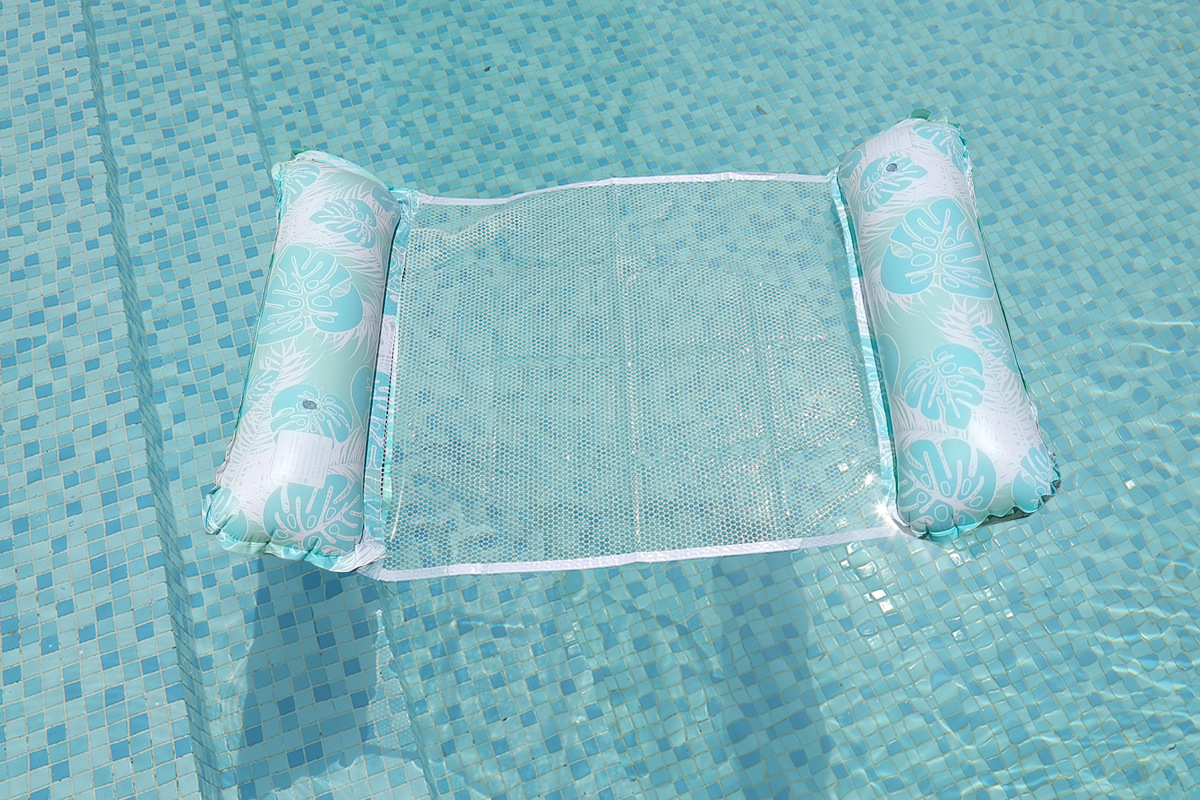 New cross-border turtle-back leaf pattern printed inflatable hammock, two-tube floating drainage, four-tube inflatable lounge chair, adult floating drainage, high-end thickened, high-quality, environmentally friendly and safe pic 10
