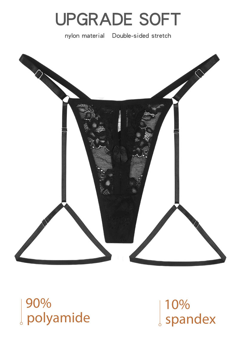 Olivia's Night欧美尺码蕾丝火辣情调丁字裤女性感黑色新款绑带女生丁字裤女透视详情5