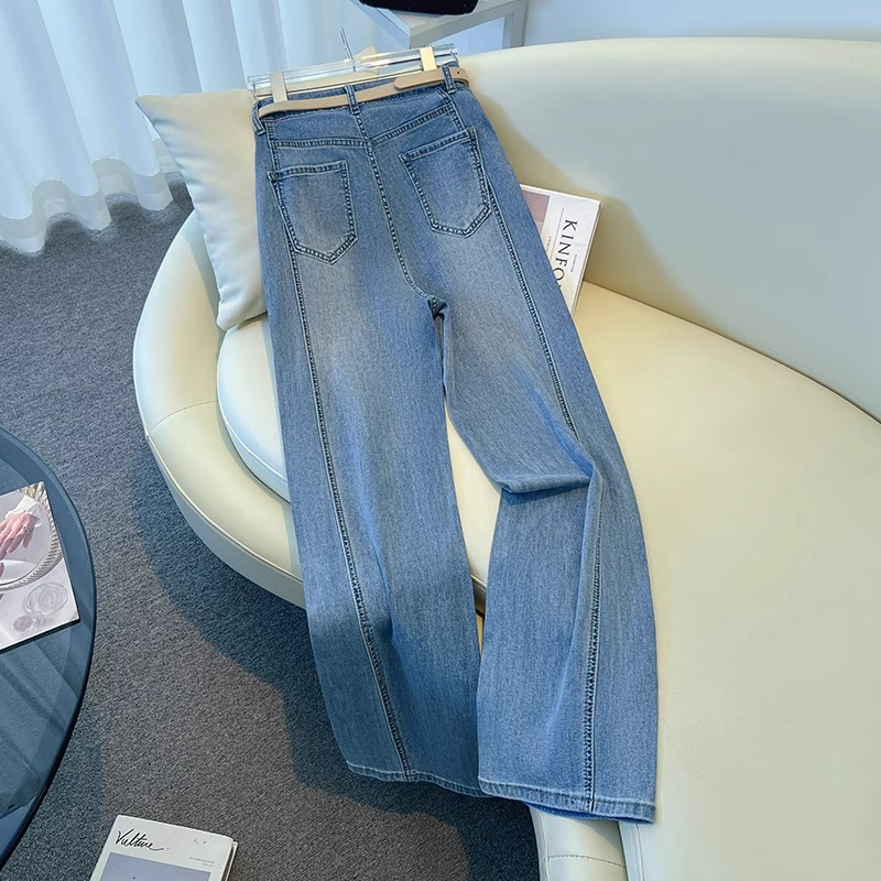 高端镶钻阔腿牛仔裤女春秋季2025新款宽松显瘦烫钻垂感窄版直筒裤详情10