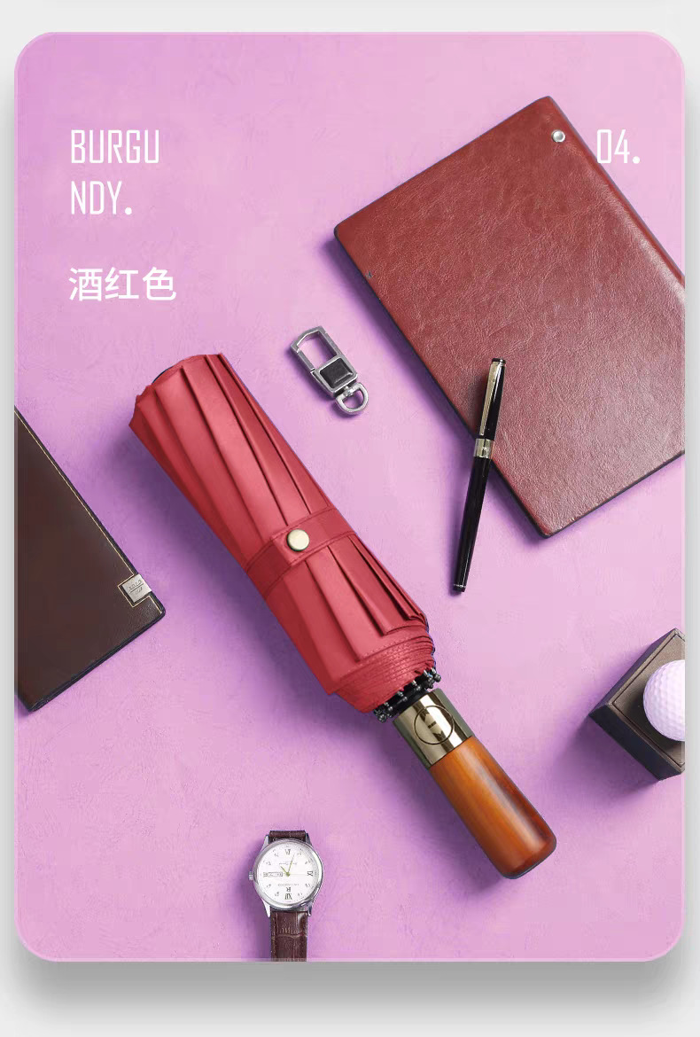 自动雨伞男士商务晴雨两用遮阳伞木手柄雨伞加厚加大防晒遮阳伞详情13