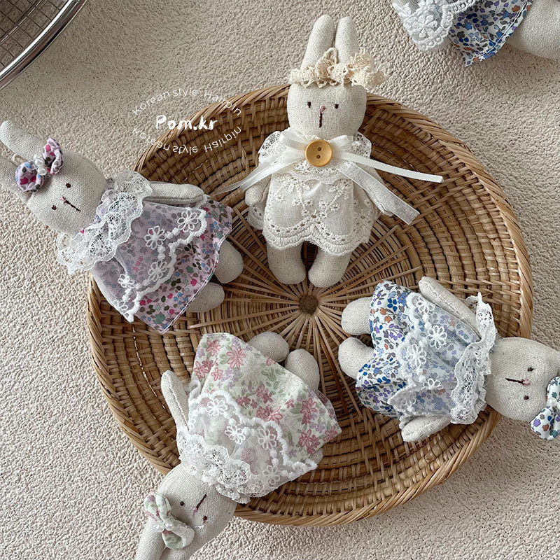 新款韩版森系甜美兔兔娃娃蕾丝碎花裙小公仔中小儿童玩具配饰挂件详情8