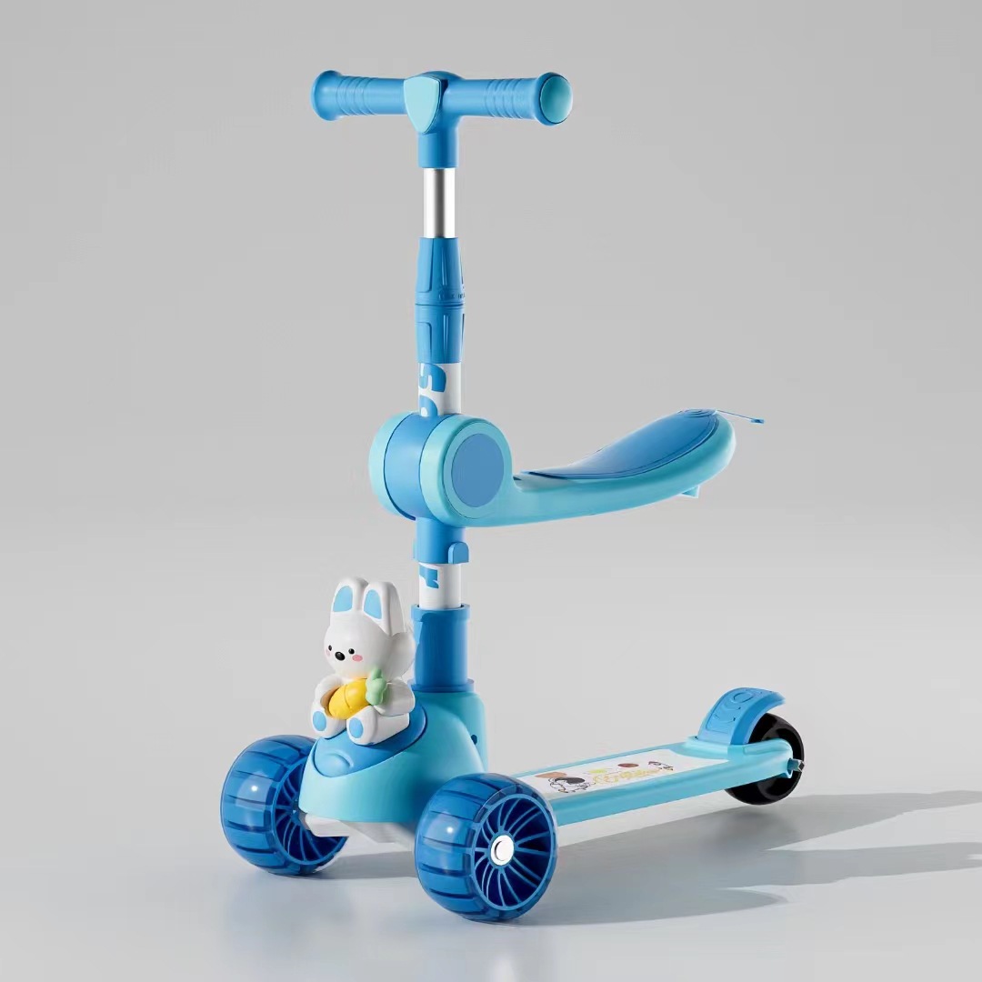 儿童2-12岁滑板车新款折叠音乐灯光溜溜车滑行车男女风车可坐可滑详情2