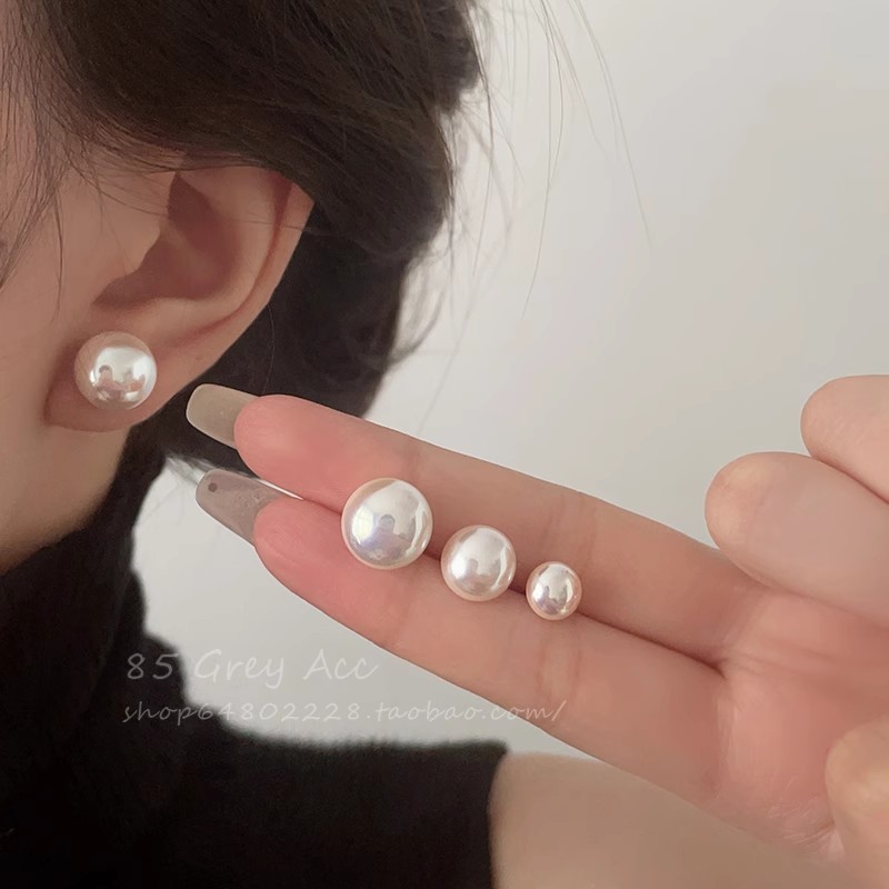 925 Silver Needle Steamed Bun Pearl ear studs for ear piercing, high-end light luxury style earrings, niche and versatile ear clips and earrings pic 22
