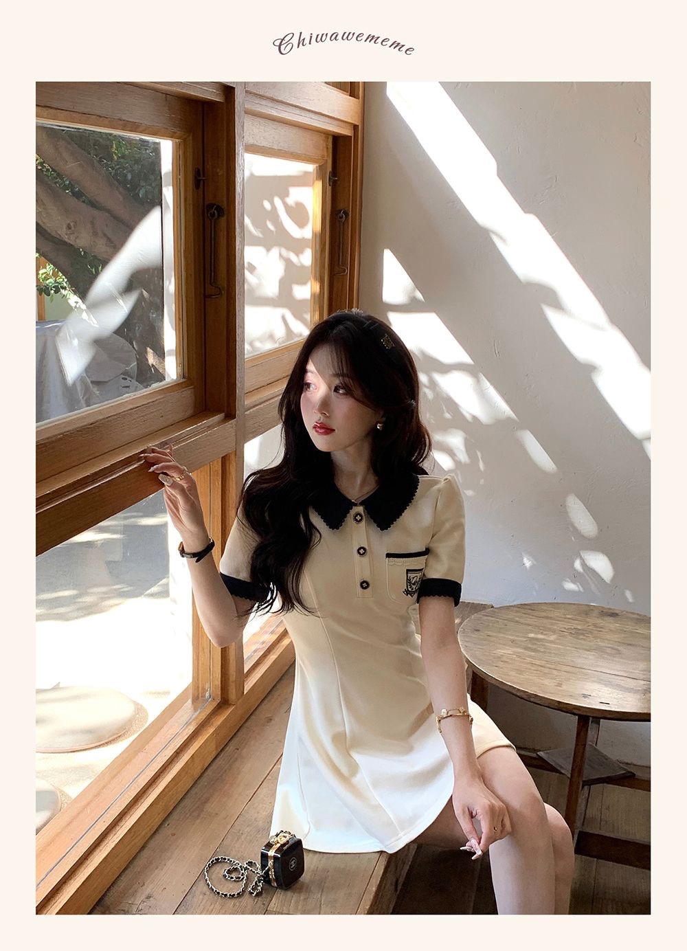 夏季新款设计感时尚POLO领短袖连衣裙女修身显瘦A子裙赫本风短裙详情14