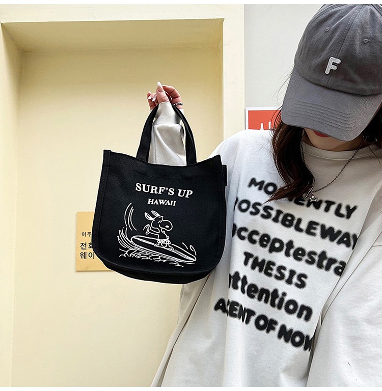 史比卡通帆布餐包加厚饭盒袋便当包防水手提保温袋学生大容量分隔详情21