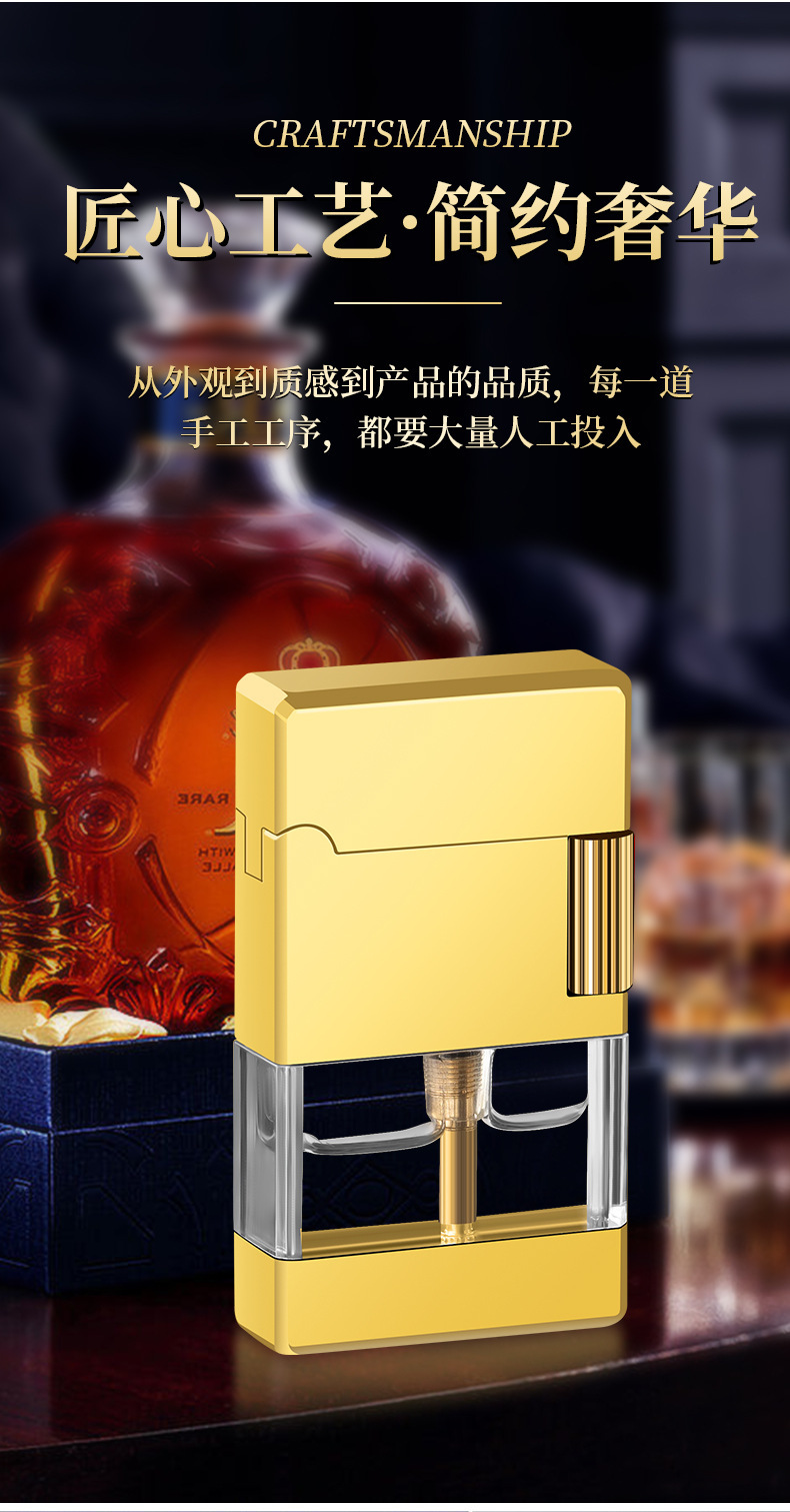 Double-flame transparent gas chamber direct-flush open flame conversion metal lighters can be delivered on AliExpress, popular lighters in Europe and America pic 2
