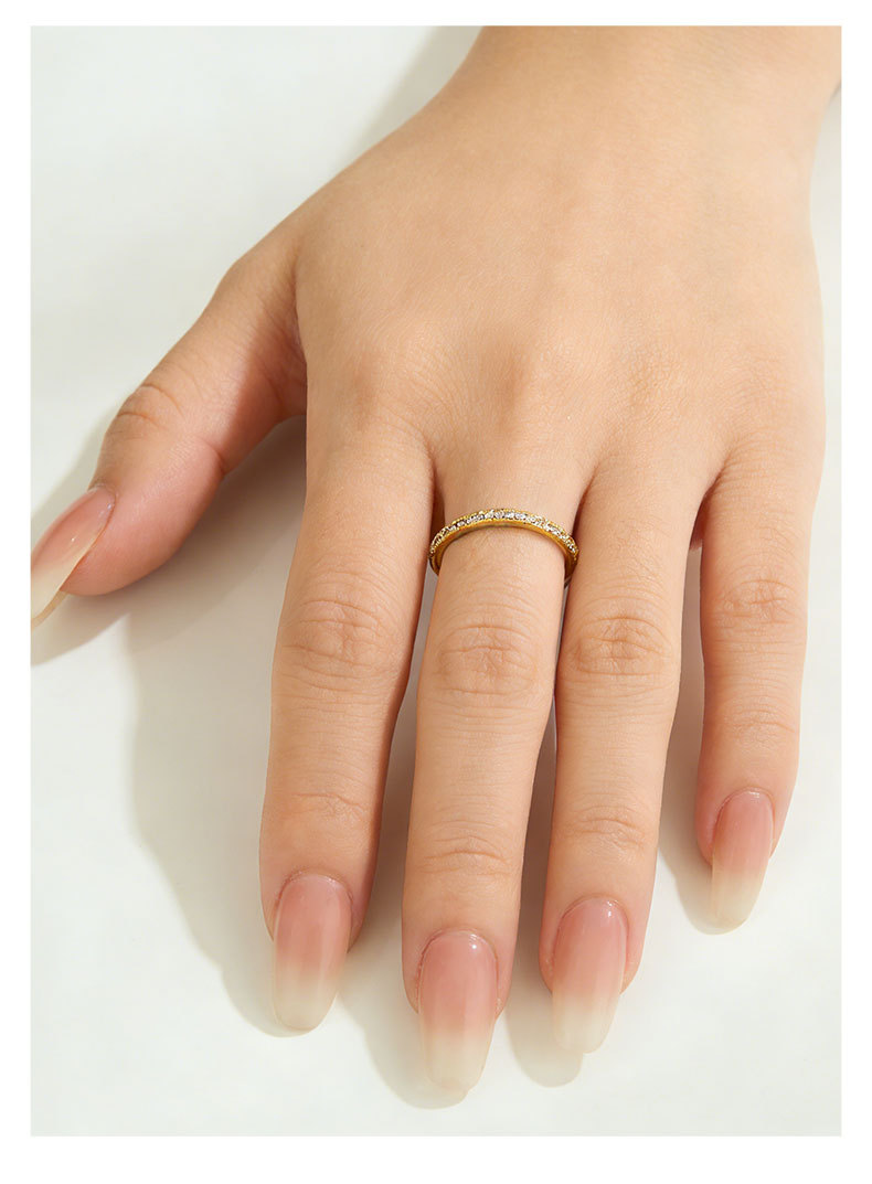 A light luxury, simple and high-end single-row zircon open ring, versatile for commuting, whitening, adjustable index finger ring ring pic 7