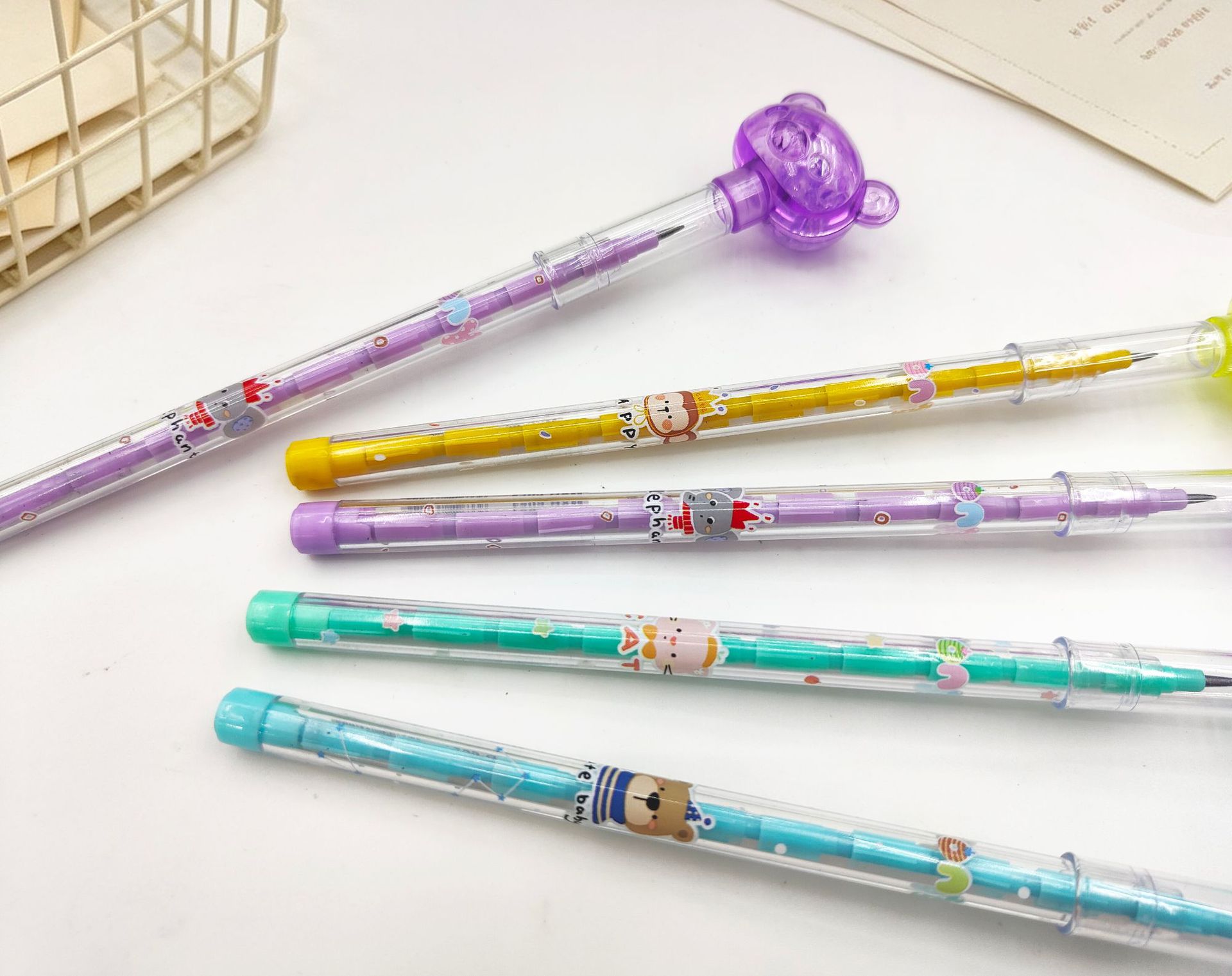 透明小熊头摇晃珠子子弹铅笔 免削铅笔 趣味学生奖品礼品文具批发详情11