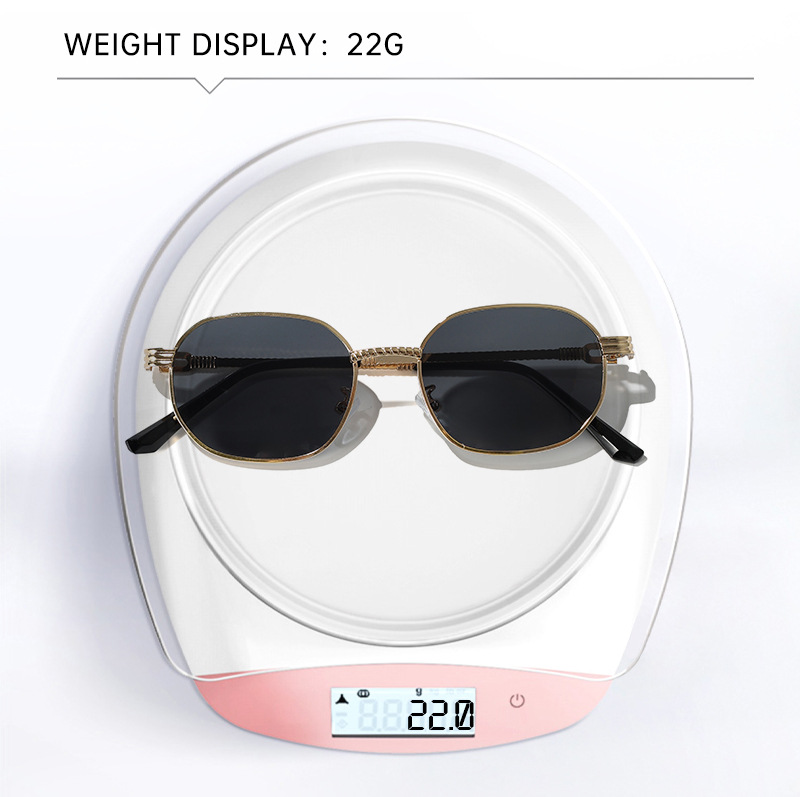 气质金属墨镜女新款复古方形高级感男太阳眼镜茶色显瘦圆脸太阳镜详情8