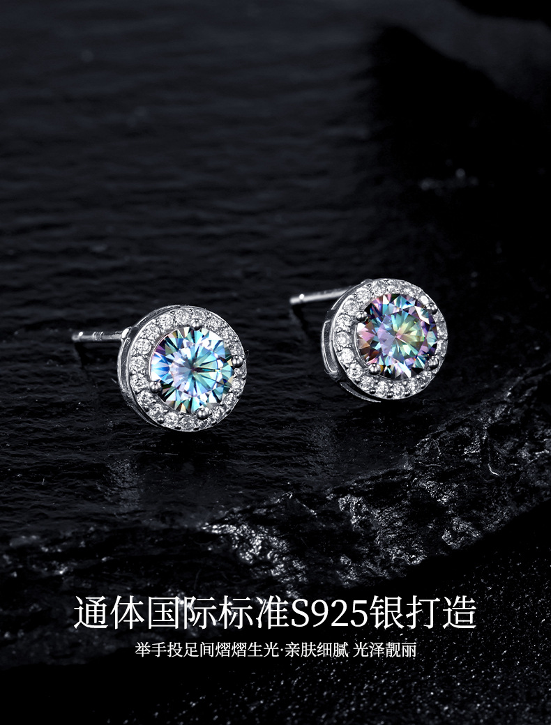 Zhuoheng selects Moissanite ear studs S925 silver pigeon egg-shaped Moissanite pure silver ear studs. Source factory, accessories, jewelry, wholesale earrings pic 17