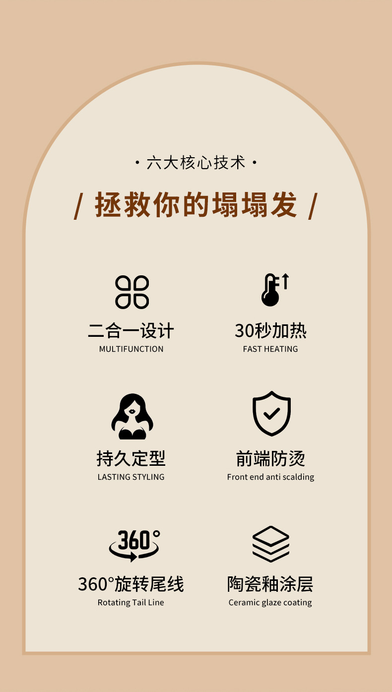 HATTEKER electric hair straightener, dual-purpose for curling and straightening, home fluffy corn perm, multi-functional temperature-controlled curling iron, hair straightener pic 2